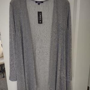 Long sleeve silver sheer cover-up by Onyx